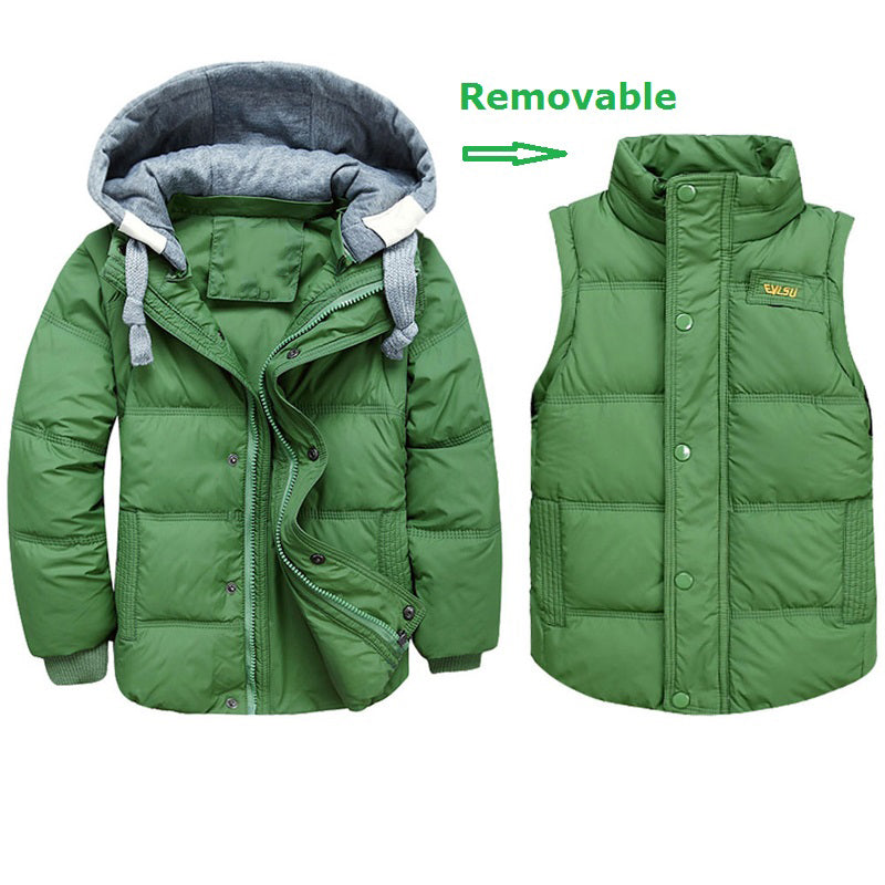 Boys Down Warm Winter Jacket and Vest, convertible - Puddle Season