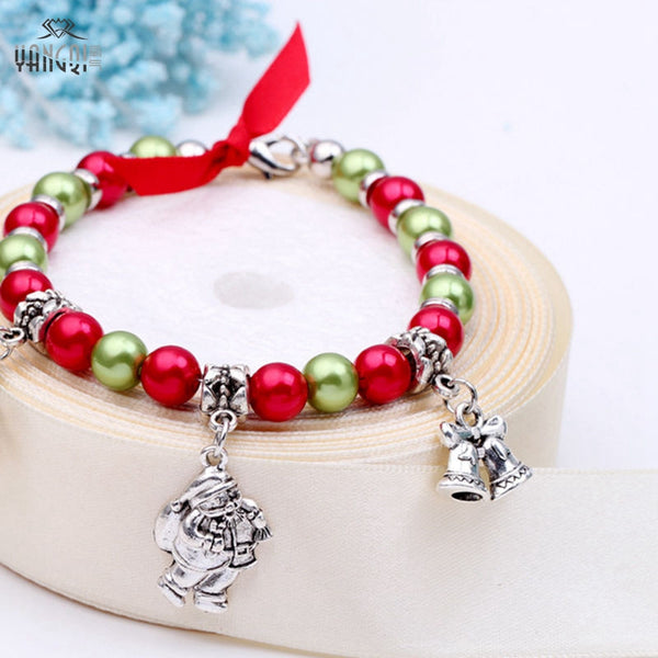 traditional christmas bell beaded stretch charm bracelet – Mama Otter